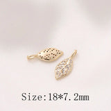 4PCS Leaf Pendant with Zircon Charms for Jewelry Making DIY Supplies