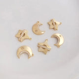 4PCS Star Moon Pendant Zircon Charms for DIY Jewelry Making