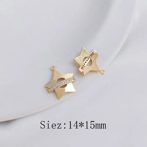 4PCS Star Moon Pendant Zircon Charms for DIY Jewelry Making