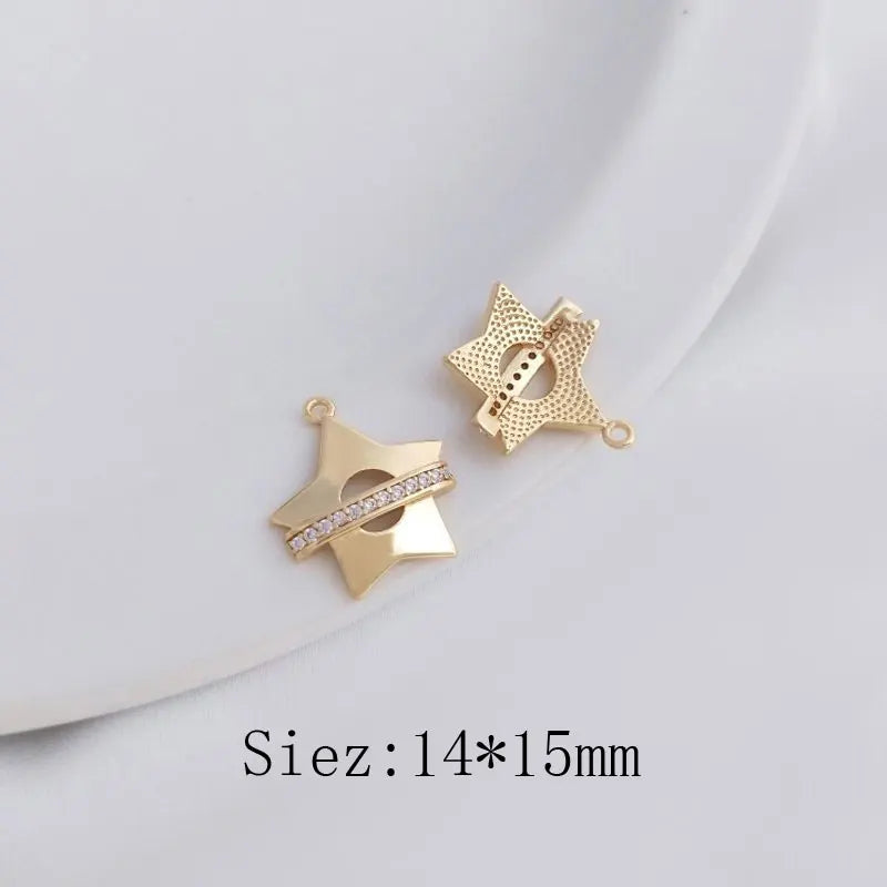 4PCS Star Moon Pendant Zircon Charms for DIY Jewelry Making