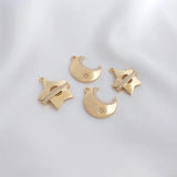 4PCS Star Moon Pendant Zircon Charms for DIY Jewelry Making
