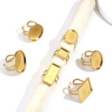 4PCS Stainless Steel Ring Settings Adjustable Blank Base Ring