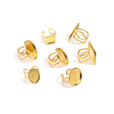 4PCS Stainless Steel Ring Settings Adjustable Blank Base Ring
