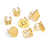 4PCS Stainless Steel Ring Settings Adjustable Blank Base Ring