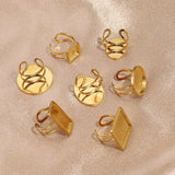 4PCS Stainless Steel Ring Settings Adjustable Blank Base Ring