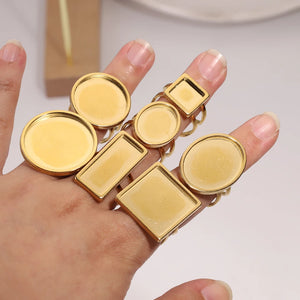 4PCS Stainless Steel Ring Settings Adjustable Blank Base Ring