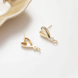 4PCS Heart Ear Studs Earrings 14k Plated 9*19mm