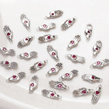 4PCS Heart Zircon Palm Pendant Charms for Jewelry Making Necklace Diy
