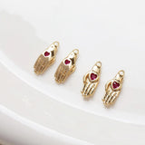 4PCS Heart Zircon Palm Pendant Charms for Jewelry Making Necklace Diy