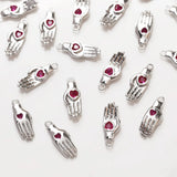4PCS Heart Zircon Palm Pendant Charms for Jewelry Making Necklace Diy