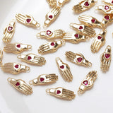 4PCS Heart Zircon Palm Pendant Charms for Jewelry Making Necklace Diy