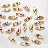 4PCS Heart Zircon Palm Pendant Charms for Jewelry Making Necklace Diy