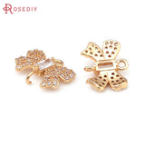 4PCS Champagne Brass Zircon 2 Holes Bow-knot Charms Pendants