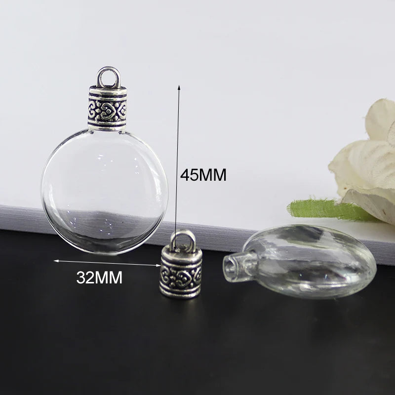 4PCS Round Glass Bottle Wishing Bottle Pendant DIY Jewelry Finding