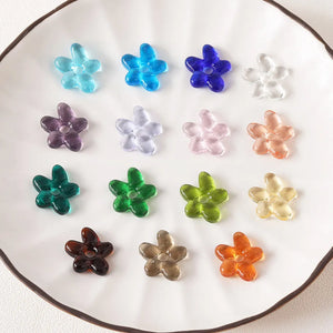 4PCS Irregular Glass Flower Charms 17*19mm for Jewelry Making Supplies
