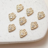 4PCS Irregular Heart Pendant Charms Hand Brass 14k Plated
