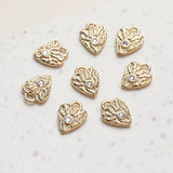 4PCS Irregular Heart Pendant Charms Hand Brass 14k Plated