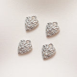 4PCS Irregular Heart Pendant Charms Hand Brass 14k Plated