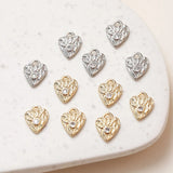 4PCS Irregular Heart Pendant Charms Hand Brass 14k Plated