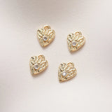 4PCS Irregular Heart Pendant Charms Hand Brass 14k Plated