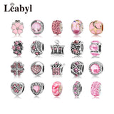 4PCS/LOT Pink Crystal Alloy Charms for Bracelet DIY Making