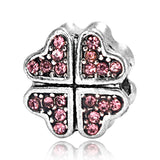 4PCS/LOT Pink Crystal Alloy Charms for Bracelet DIY Making