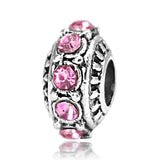 4PCS/LOT Pink Crystal Alloy Charms for Bracelet DIY Making