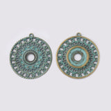4PCS Large Antique Bronze Hollow Round Charms Pendants 44x41mm