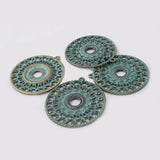4PCS Large Antique Bronze Hollow Round Charms Pendants 44x41mm