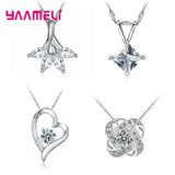 925 Sterling Silver Pendant Necklace Crystal Cubic Zircon Pearl Cat Eye Bead