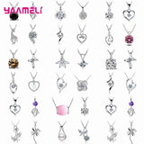 925 Sterling Silver Pendant Necklace Crystal Cubic Zircon Pearl Cat Eye Bead
