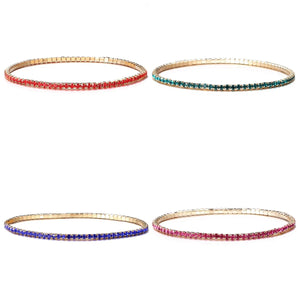 4PCS Bohemian Colorful Chain Bracelet Crystal Elastic Charm Wedding