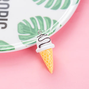 4PCS/Lot Resin Icecream Charms Keychain DIY Jewelry Making Colorful Keyring