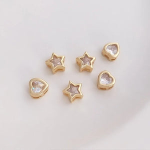 4PCS Love Stars Zircon Pendants Necklace Brass Accessories