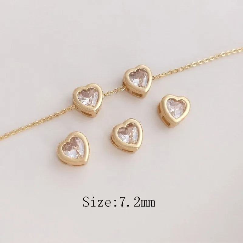 4PCS Love Stars Zircon Pendants Necklace Brass Accessories