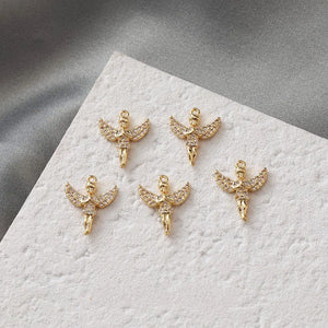 4PCS Angel Small Pendant 14K Necklace Bracelet Charms DIY Brass Accessories