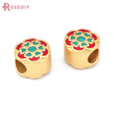 4PCS Matte Brass Large Hole Spacer Beads for Bracelets
