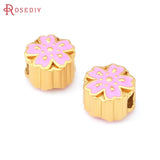 4PCS Matte Brass Large Hole Spacer Beads for Bracelets