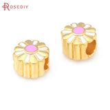 4PCS Matte Brass Large Hole Spacer Beads for Bracelets