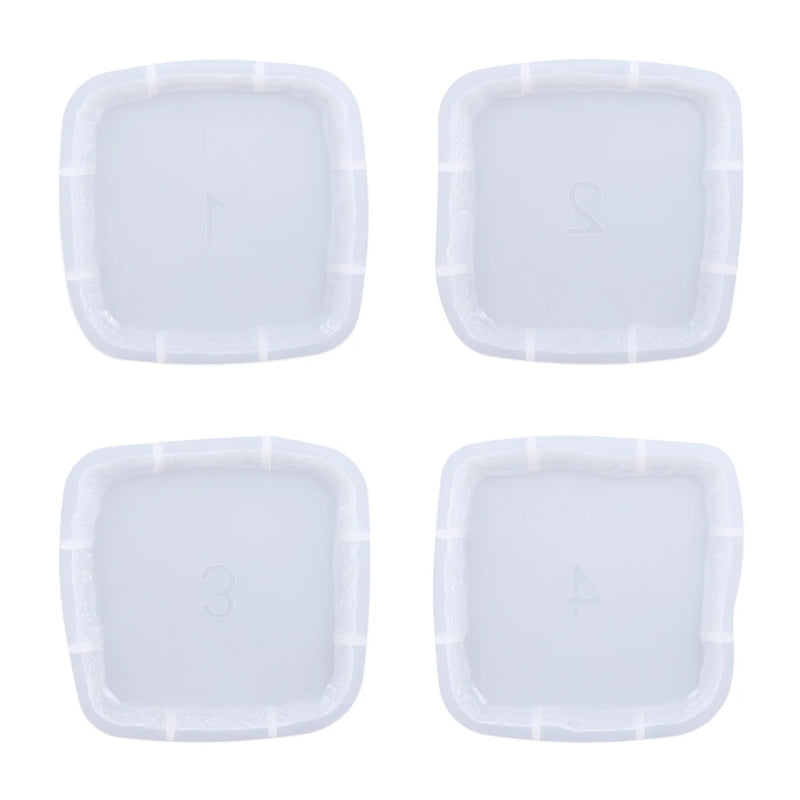4PCS Mine Irregular Side Coaster Silicone Mold Set Cup Ward Placemat Mould