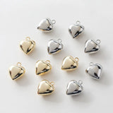 4PCS Heart Pendant Necklace Charms Brass 14k Plated 15*19mm