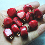 4PCS Natural Coral Pendants with Metal Parts for Women's Choker Necklace