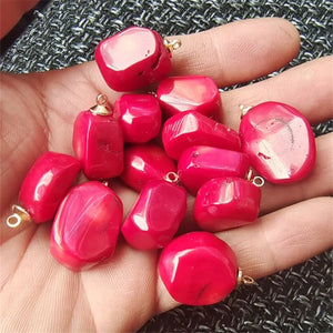 4PCS Natural Coral Pendants with Metal Parts for Women's Choker Necklace