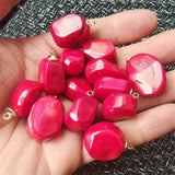 4PCS Natural Coral Pendants with Metal Parts for Women's Choker Necklace