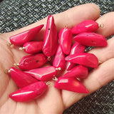 4PCS Natural Coral Pendants with Metal Parts for Women's Choker Necklace