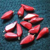 4PCS Natural Coral Pendants with Metal Parts for Women's Choker Necklace