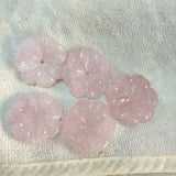 4PCS Rose Quartz Stone Carving Flower Beads 25MM 27MM