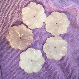 4PCS Rose Quartz Stone Carving Flower Beads 25MM 27MM