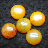 4PCS 16mm Round Yellow Agate Gemstone Cabochons for Jewelry Making