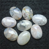 4PCS Cherry Tree Agate Cabochons 18X25MM Oval Shape Sakura Flower